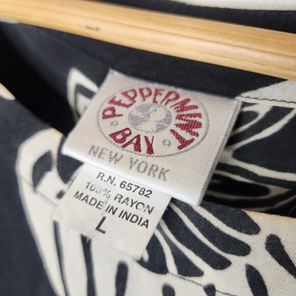 Peppermint Bay Womens Large Black White Seashells Maxi Rayon Tank Dress - Picture 4 of 6